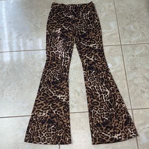 LEAPARD PRINT FLARE LEGGING PANTS